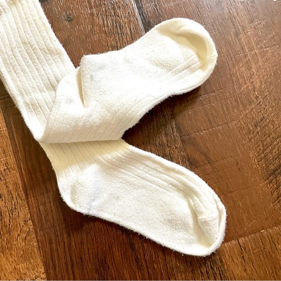 Thigh high lace trim socks, 2 pair, white/ecru and grey - Picture 7 of 12